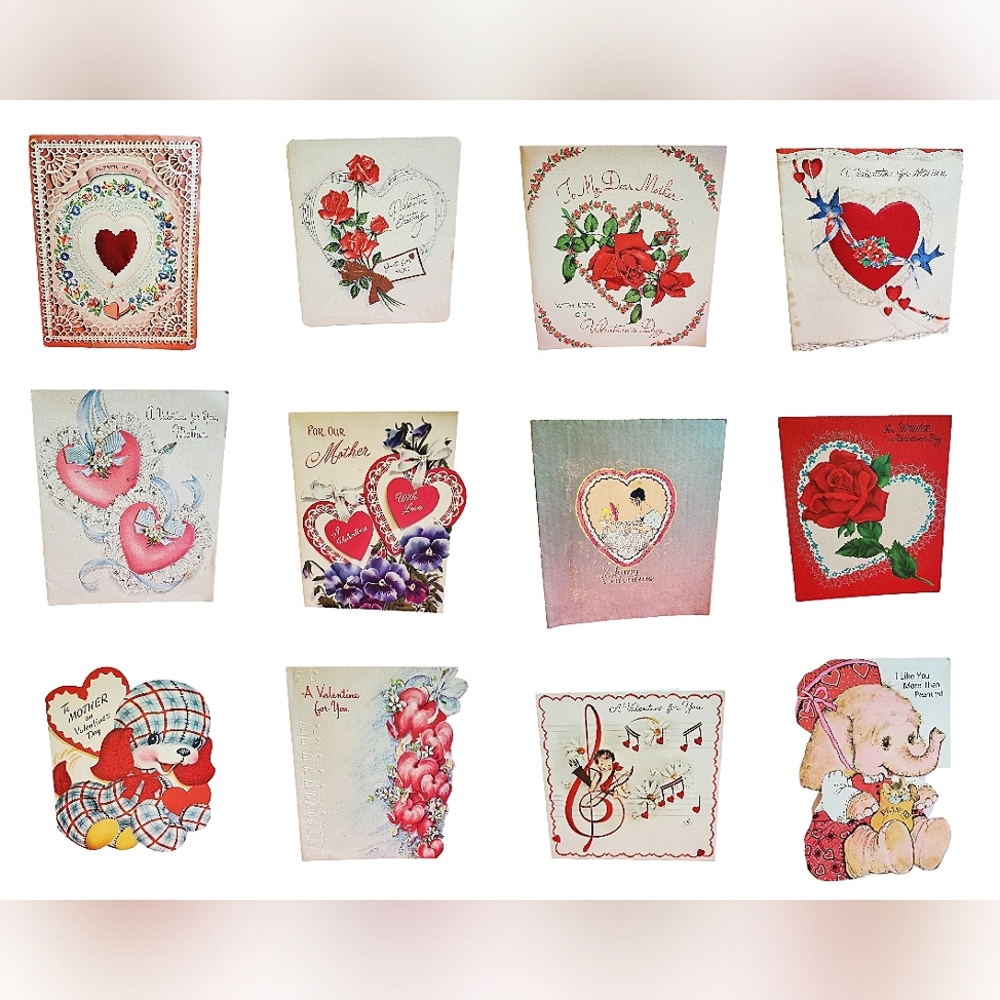 Vintage Valentines day cards. Lot of 12